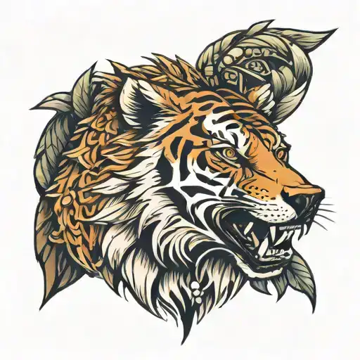 bear tiger eagle baseball tattoo design idea