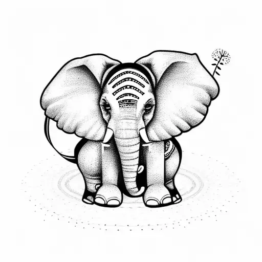 Elephant with Alzheimers ribbon tattoo design idea