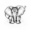 Elephant with Alzheimers ribbon tattoo design idea