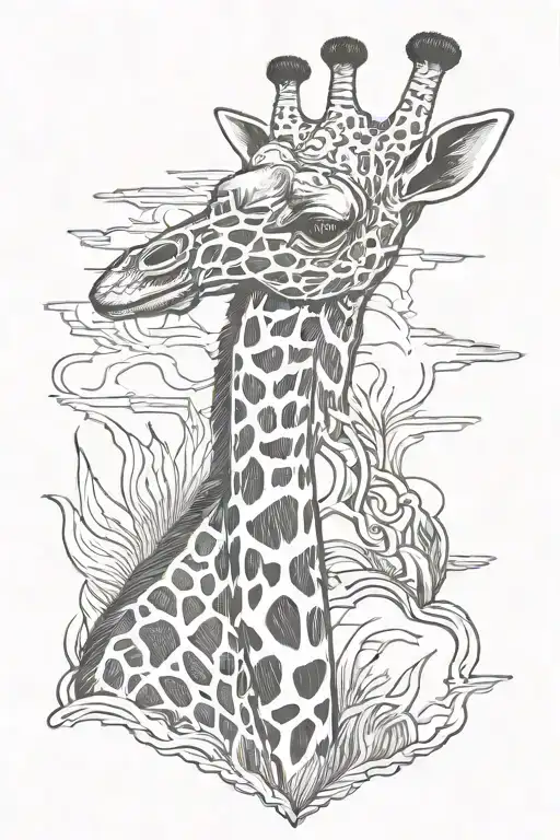 killer giraffe tattoo design idea