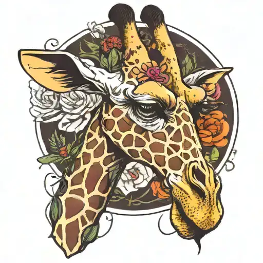 killer giraffe tattoo design idea