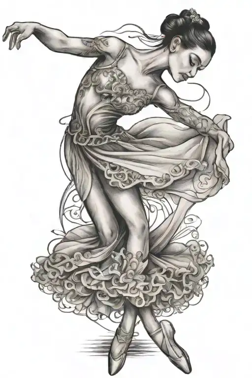 ballerina dancing tattoo design idea