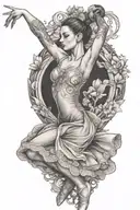 ballerina dancing tattoo design idea