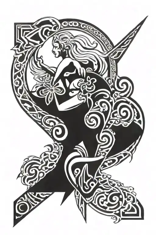 angle with granny past away tattoo design idea