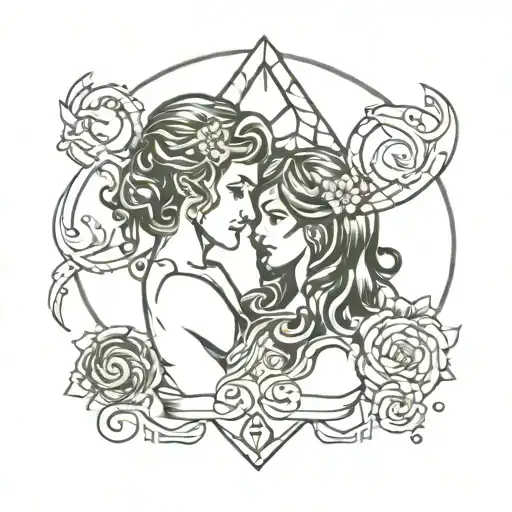 Aquarius And Gemini Tattoo design incorporating date tattoo design idea