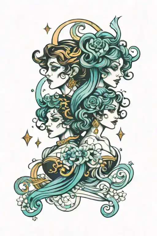 Fusion Of Aquarius And Gemini Tattoo design tattoo design idea
