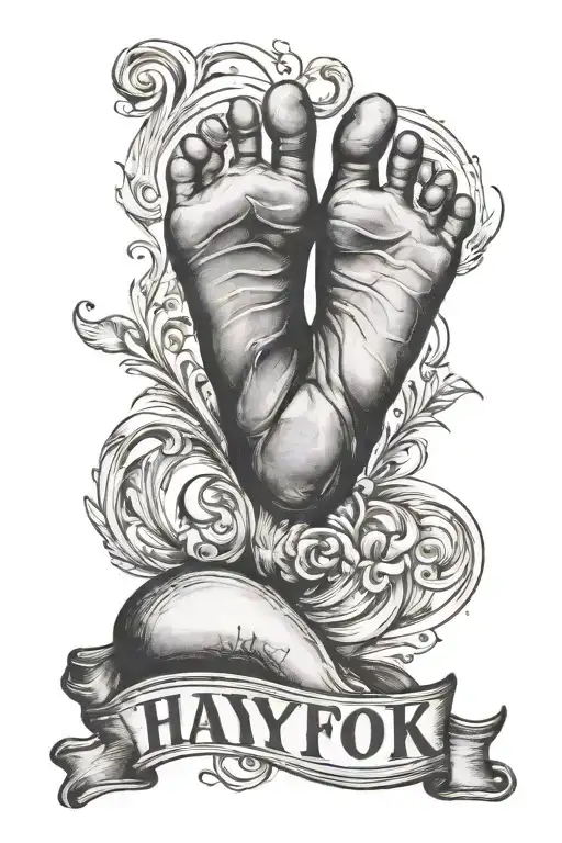 baby foot print with the name Hayk tattoo tattoo design idea