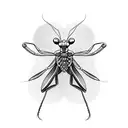 praying mantis with open arms, front views, wing open tattoo design idea