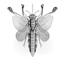 praying mantis with open arms, front views, wing open tattoo design idea