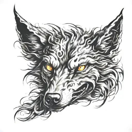demon wolf tattoo design idea