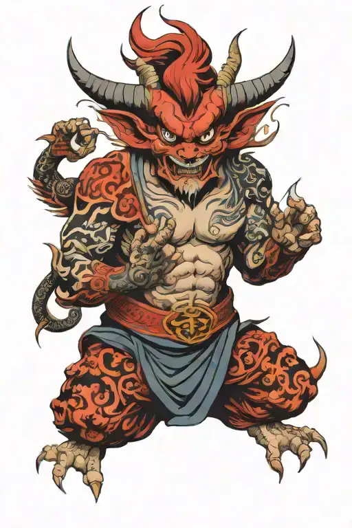 Bottom half devil, top half angel, combined in reverse tattoo design idea