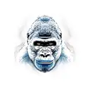 Silverback gorilla with Ubuntu symbols integrated in its fur tattoo design idea