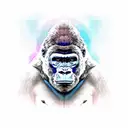 Silverback gorilla with Ubuntu symbols integrated in its fur tattoo design idea