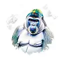 Silverback gorilla with Ubuntu symbols integrated in its fur tattoo design idea