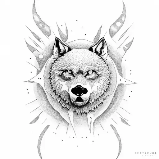 lobo aullando a la luna llena tattoo design idea