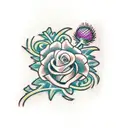 Irish cross with roses and thistles wrapped around it tattoo design idea