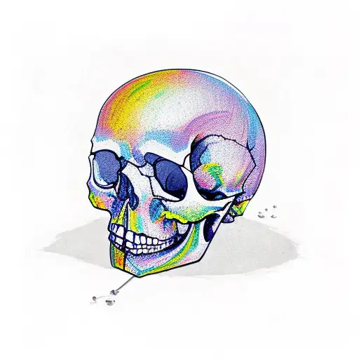 A skull made of colorful pills, symbolizing the highs and lows of life tattoo design idea