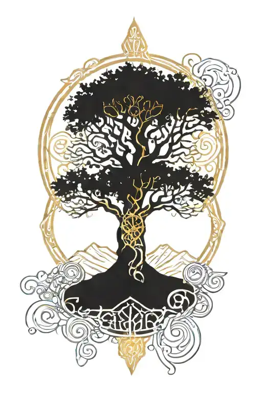 laurelin, the golden tree of valinor, tolkien tattoo design idea