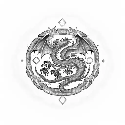 feathered serpent, dragon, winding, realistic, stone, aztec tattoo design idea