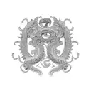 feathered serpent, winding, realistic, stone, aztec tattoo design idea