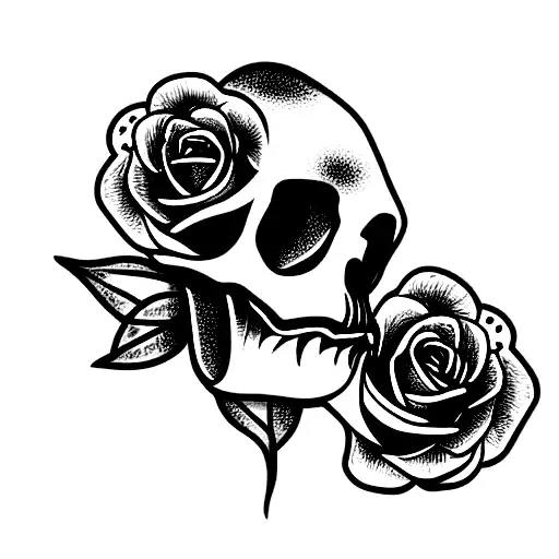 Skull and Roses tattoo design idea
