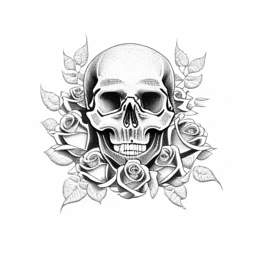 Skull and Roses tattoo design idea
