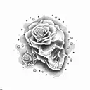 Skull and Roses tattoo design idea