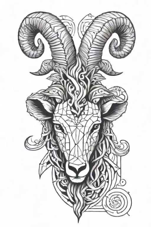 capricorn symbol ram head tattoo design idea