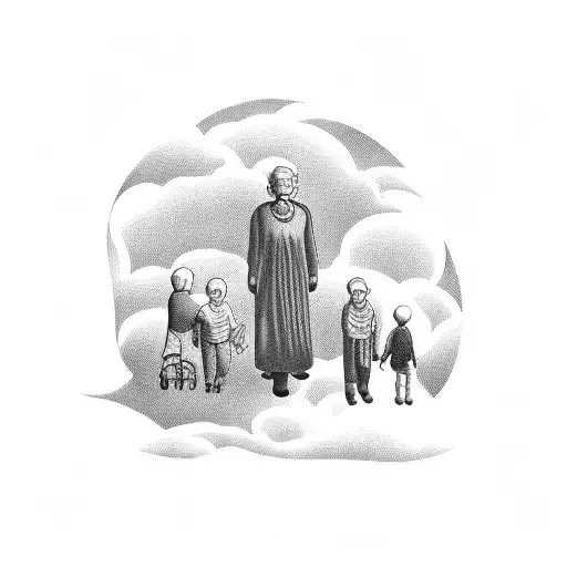 grandparents in heaven and me on earth tattoo design idea