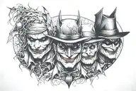 Batman, Joker, Scarecrow tattoo design idea