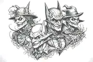 Batman, Joker, Scarecrow tattoo design idea