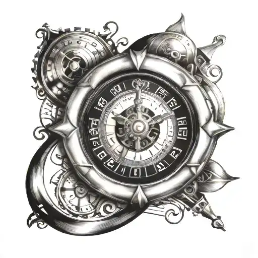 roulette clock face tattoo design idea