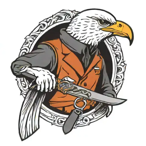 minimilist seagul holding straight razor tattoo design idea