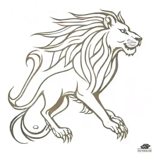 A lion and phoenix symbolizing strength and rebirth intertwined with a sleek car design tattoo design idea