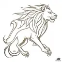 A lion and phoenix symbolizing strength and rebirth intertwined with a sleek car design tattoo design idea