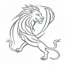A lion and phoenix symbolizing strength and rebirth intertwined with a sleek car design tattoo design idea