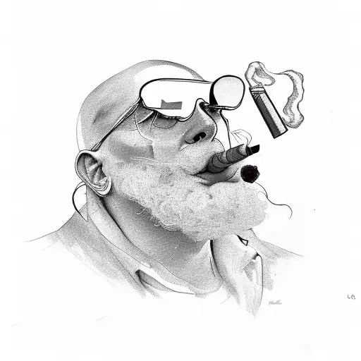 he wears a cigar on his lip tattoo design idea