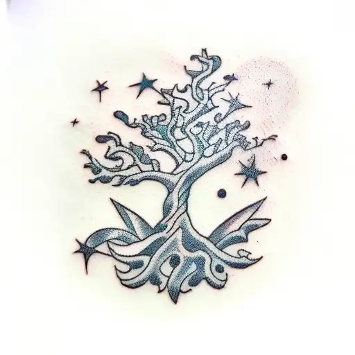 oak tree tattoo design idea