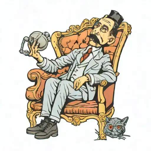 puppet control man in sofa tattoo godfather logo tattoo design idea