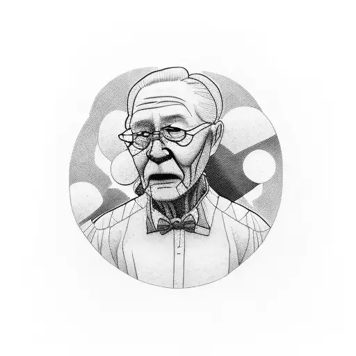 Grandfather with kid tattoo design idea