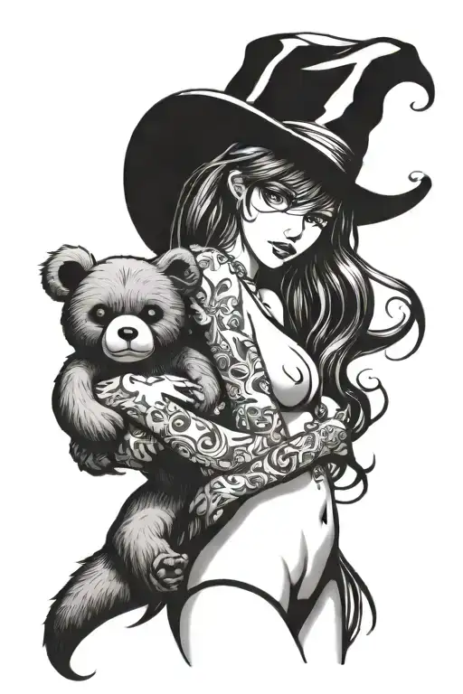 rias gremory sexy nude woman with a teddy tattoo design idea
