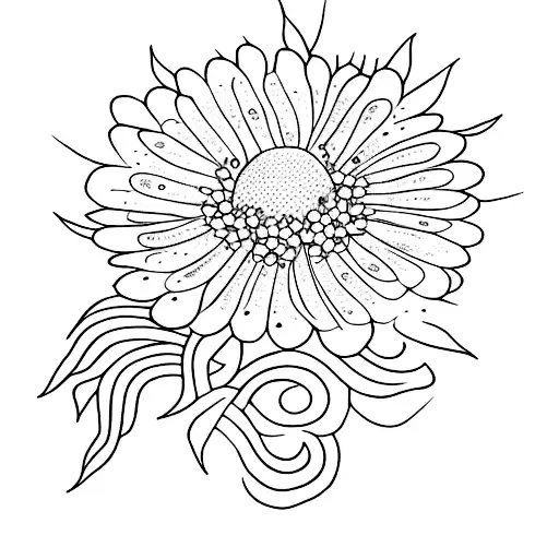 A dotwork Ixora flower with a subtle watercolor effect in shades of grey tattoo design idea