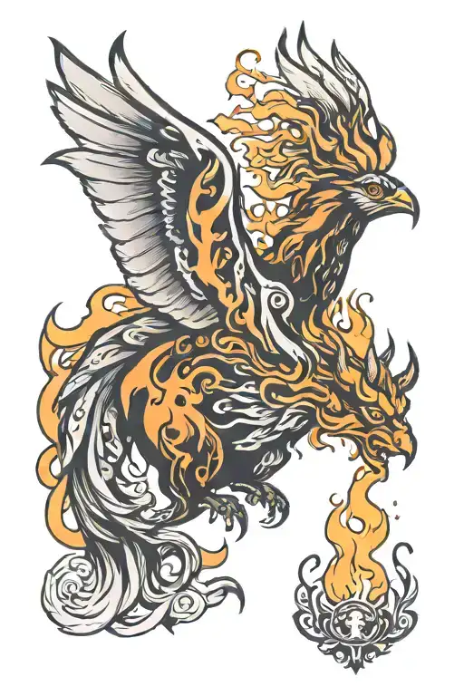 Detroit Taurus Phoenix rising from flames tattoo design idea