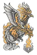 Detroit Taurus Phoenix rising from flames tattoo design idea