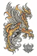 Detroit Taurus Phoenix rising from flames tattoo design idea