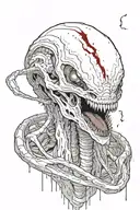 white neomorph from alien covenant with blood all over its mouth tattoo design idea
