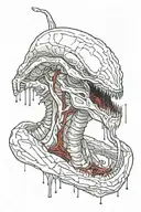 white neomorph from alien covenant with blood all over its mouth tattoo design idea