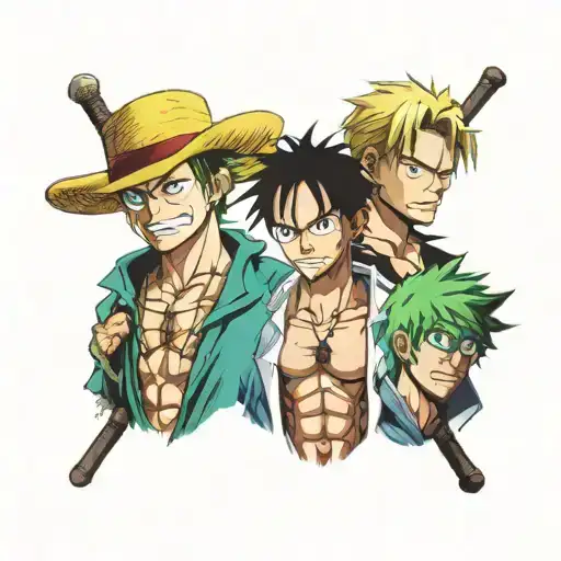 luffy Zoro sanji one piece tattoo design idea