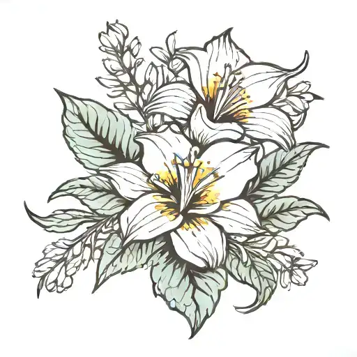 State flower of Texas, State Flower of Massachusetts, State Flower of Rhode Island, State Flower of Hawaii, State Flower tattoo design idea