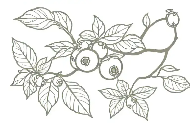 blueberry with branch  tattoo design idea